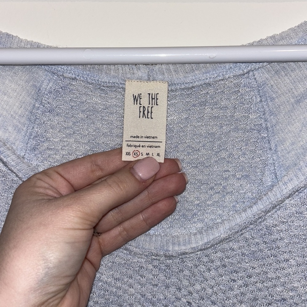 We The Free Catalina Pastel Blue Tunic Thermal Waffle Knit Long Sleeve - Picture 3 of 8